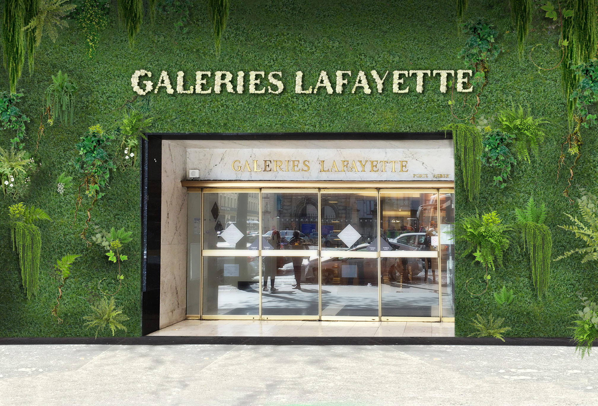 luxury green wall jardin suspendu luxe mur végétal sébastien habert paysagiste luxe projet galerie lafayette paris mur végétalisé luxe haut de gamme paris